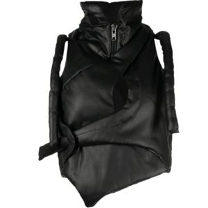 Logo patch high neck padded crop vest