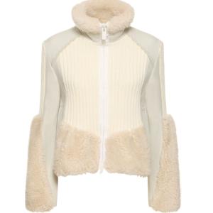 Shearling knit panel mix jacket
