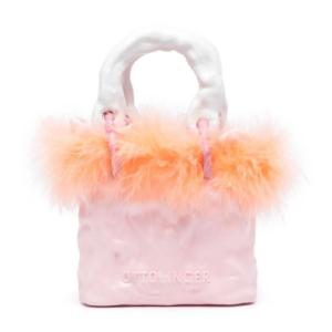 Feather-trimmed ceramic tote bag