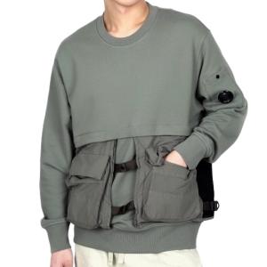 Diagonal Raised Fleece Mixed Detachable Sweatshirt