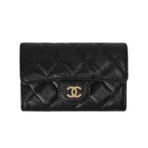 Chanel Classic Card Holder Grained Calfskin & Gold Black