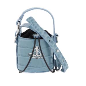Embossed crocodile leather daisy mini bucket