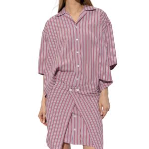 Striped half-sleeve shirt dress