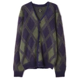 Mohair Cardigan - Argyle PURPLE