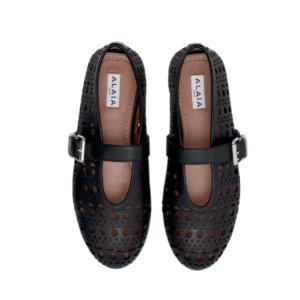 VIENNE Openwork Leather Flat Shoes
