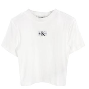White Monologo Crop T-Shirt