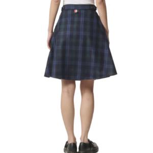 Tartan Flannel Side Tab Skirt - Navy
