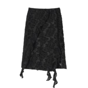 Sheer Ruffle Midi Skirt