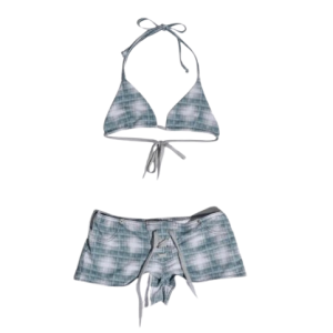 Ombre Plaid Microkini Blue Gray