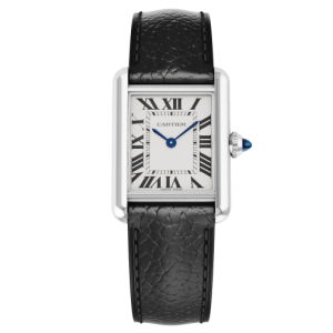 Cartier Tank Must Watch Small Quartz Steel Calfskin Black