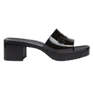 (W) Gucci Rubber Slide Sandal Black Rubber