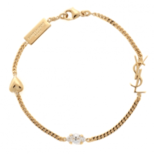 Saint Laurent Opyum Charm Bracelet in Metal and Rhinestone Oxidized Gold