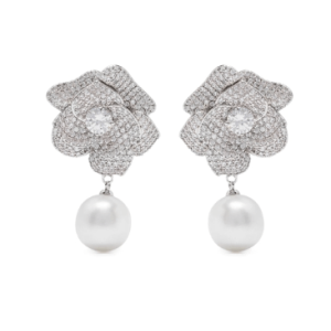 Flower Crystal Embellished Drop Earrings