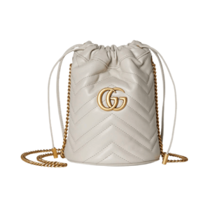 Gucci GG Marmont Mini Bucket Bag Light Gray Leather