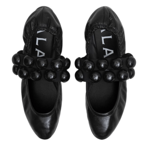 Spear Stone Embellished Leather Flat Shoes