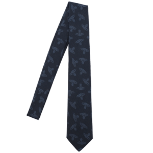 ORB Logo Pattern Cotton Silk Tie-navy