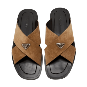 Suede crisscross sandals - Brown