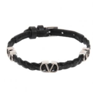 V-Logo Signature Braided Calfskin Bracelet