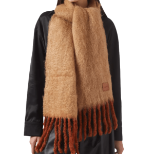 Logo Fringe Scarf in Wool-blend