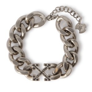 OFF-WHITE CRYSTAL ARROW CHAIN BRACELET SILVER