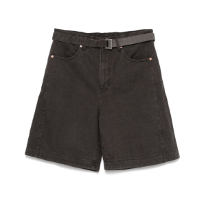 Belt Detail Denim Bermuda Shorts