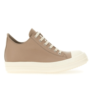 Leather low top sneakers beige