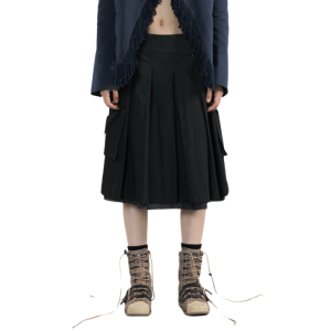 WET TAG Slanted Pocket Belted Pleats Skirt