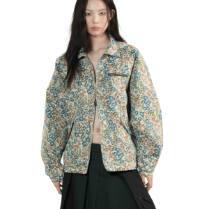 WET TAG Leather Tab Flower Jacquard Jacket Ivory