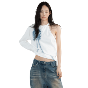 WET TAG Flower Unbalance Top White