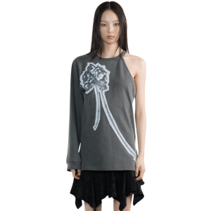 WET TAG Flower Unbalance Top Charcoal