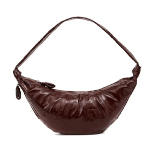 Lemaire Large Croissant Bag Coated Cotton Chocolate Fondant