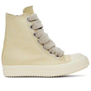 RICK OWENS JUMBOLACED SNEAKERS IN PARCHMENT/MILK/MILK LAMB LEATHER
