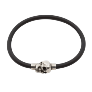 Alexander McQueen Rubber Cord Skull Bracelet Black