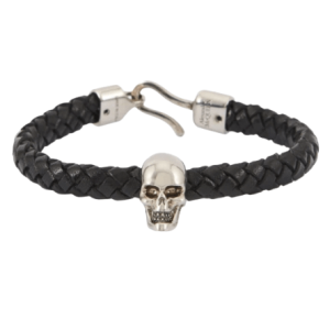 Alexander McQueen Skull Leather Bracelet Black