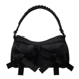 Pearl embellished bow shoulder bag