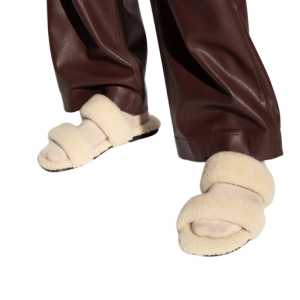 Saint Laurent Bleach Mules in Shearling Cream