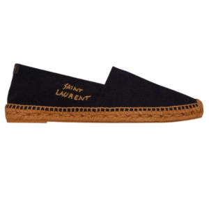 (W) Saint Laurent Embroidered Espadrilles in Canvas Black