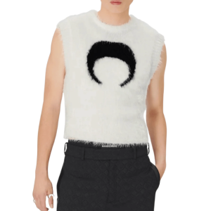 WILD PUFFY KNIT SLEEVELESS PULLOVER WHITE