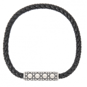 Cannage Braided Leather Bracelet - black