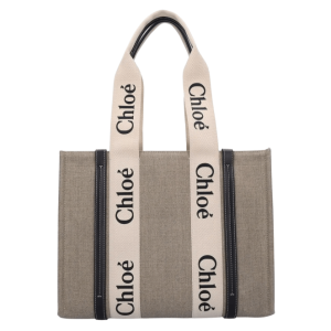 Linen Woody Tote Bag - White:Blue