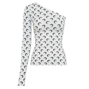 RECYCLED MOON JERSEY SS ASYMMETRIC TOP OPTICAL WHITE