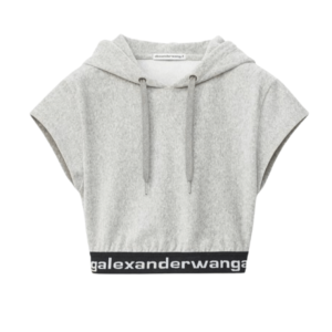 (W) Alexander Wang Cap Sleeve Hoodie in Stretch Corduroy Grey