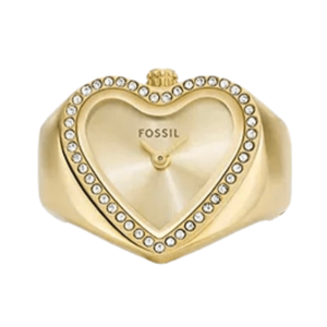 (W) Fossil Watch Ring Quartz Two-Hand 18mm Stainless Steel Gold