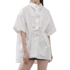 Maison Margiela Poplin Draped Half Shirt - White 