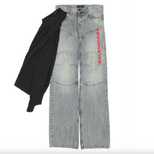 Balenciaga Layered Low Waist Denim Pants