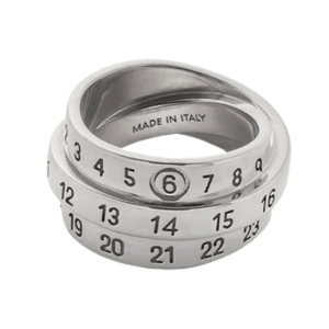 MM6 Maison Margiela Triple Logo Ring Polished Palladio