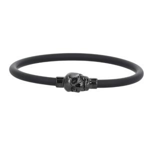 Alexander McQueen Rubber Cord Skull Bracelet Black