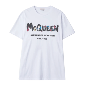 Alexander McQueen Graffiti Logo Print Short-Sleeve T-Shirt - White