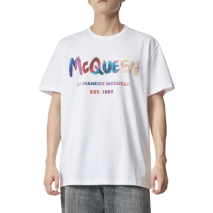 Alexander McQueen Luminous Graffiti Logo Short-Sleeve T-Shirt - White