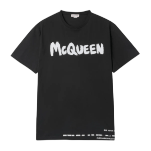Alexander McQueen Graffiti Logo Print Short-Sleeve T-Shirt - Black